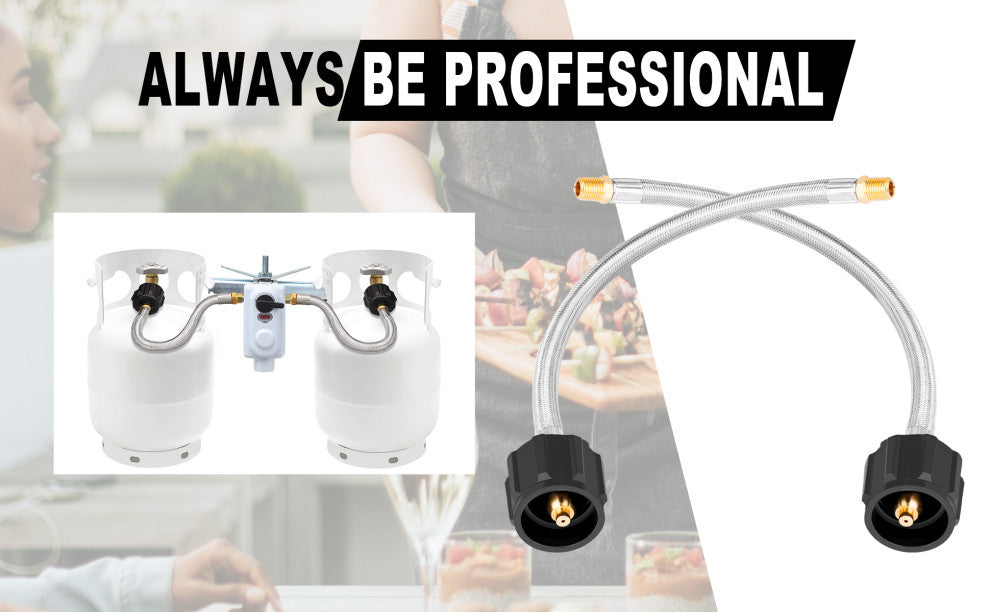 2 Pieces 12 inch 1/4-inch NPT Stainless Braided Pigtail RV Propane Hose