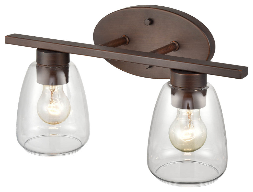 2 Light 16" Rubbed Bronze Bathroom Vanity Light