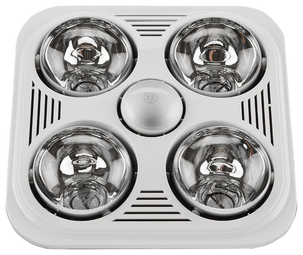 Aero Pure Fan A716RW 4 Bulb Quiet Bathroom Heater Fan With Light, White