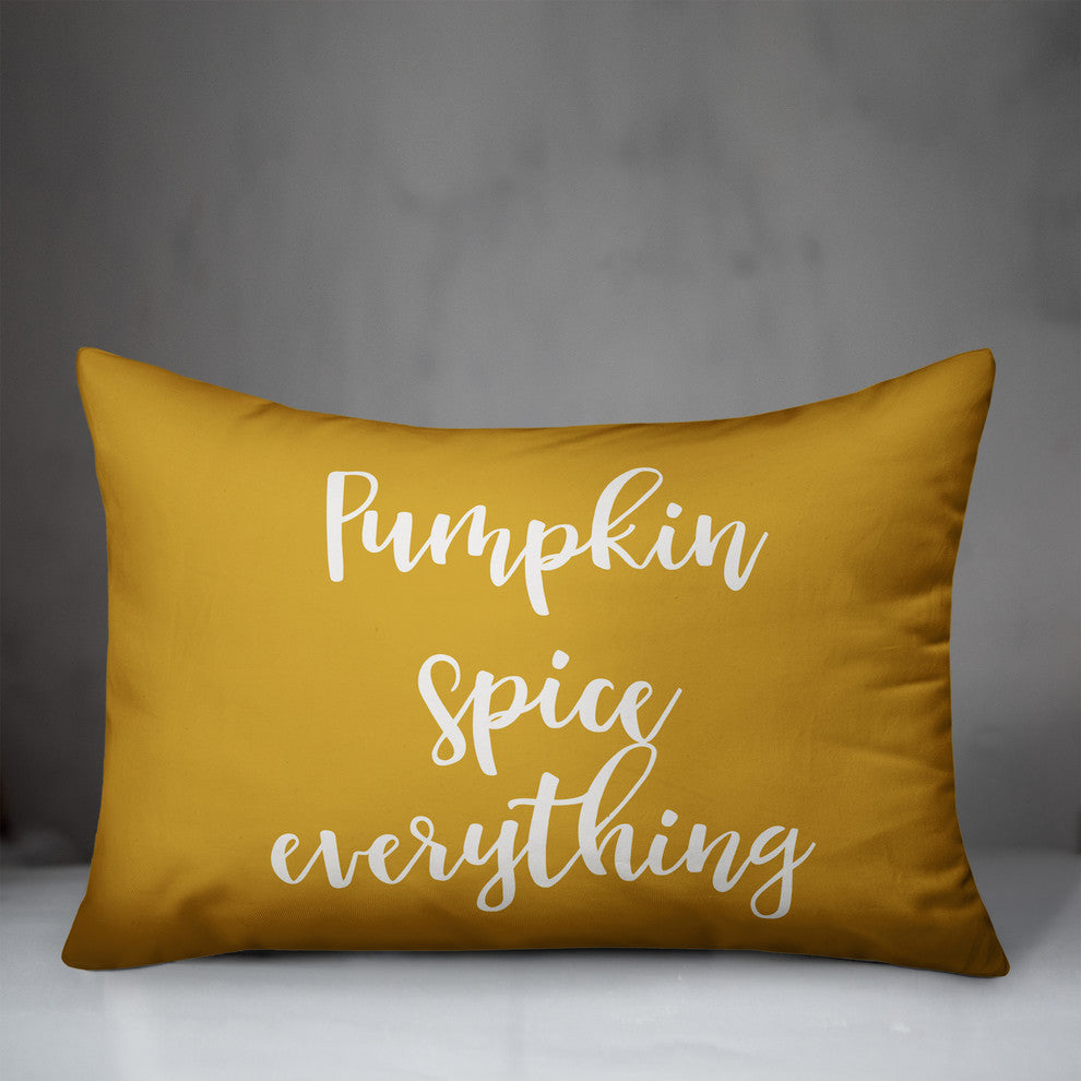 Pumpkin Spice Everything Lumbar Pillow, Mustard, 14"x20"