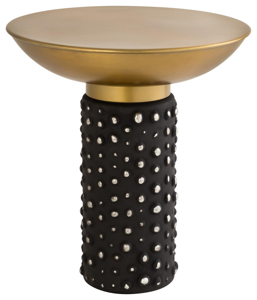 Blaze Glass/Brass Side Table - Antique Brass