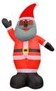 12' Tall African American Santa Claus, Prelit Inflatable With Storage Bag