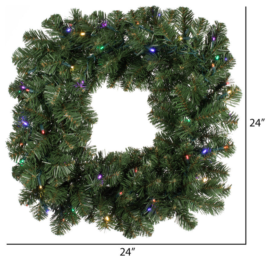 24" Oregon Fir Sq Wreath Wa 50Led Multi