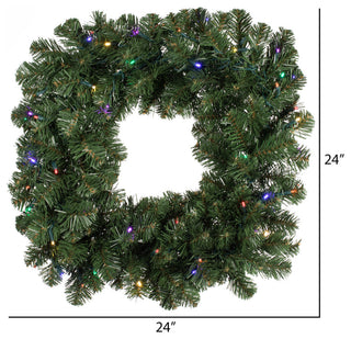 24" Oregon Fir Sq Wreath Wa 50Led Multi