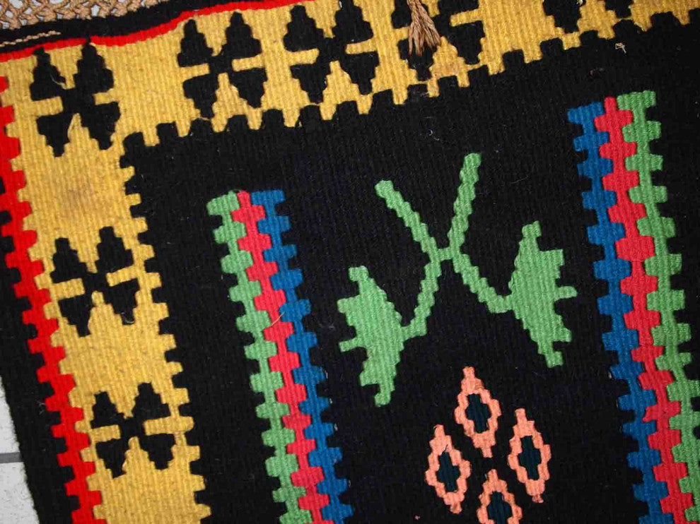 Handmade Vintage prayer Turkish Anatolian Kilim, 2.2'x4.4', 67cmx135cm 1970s