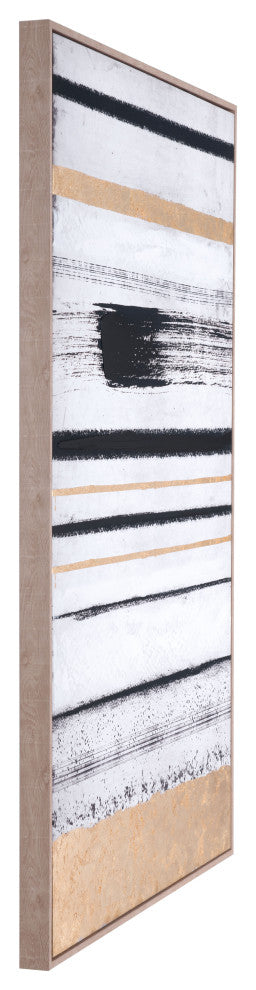 Vertical Brush Strokes Canvas Black & Gold