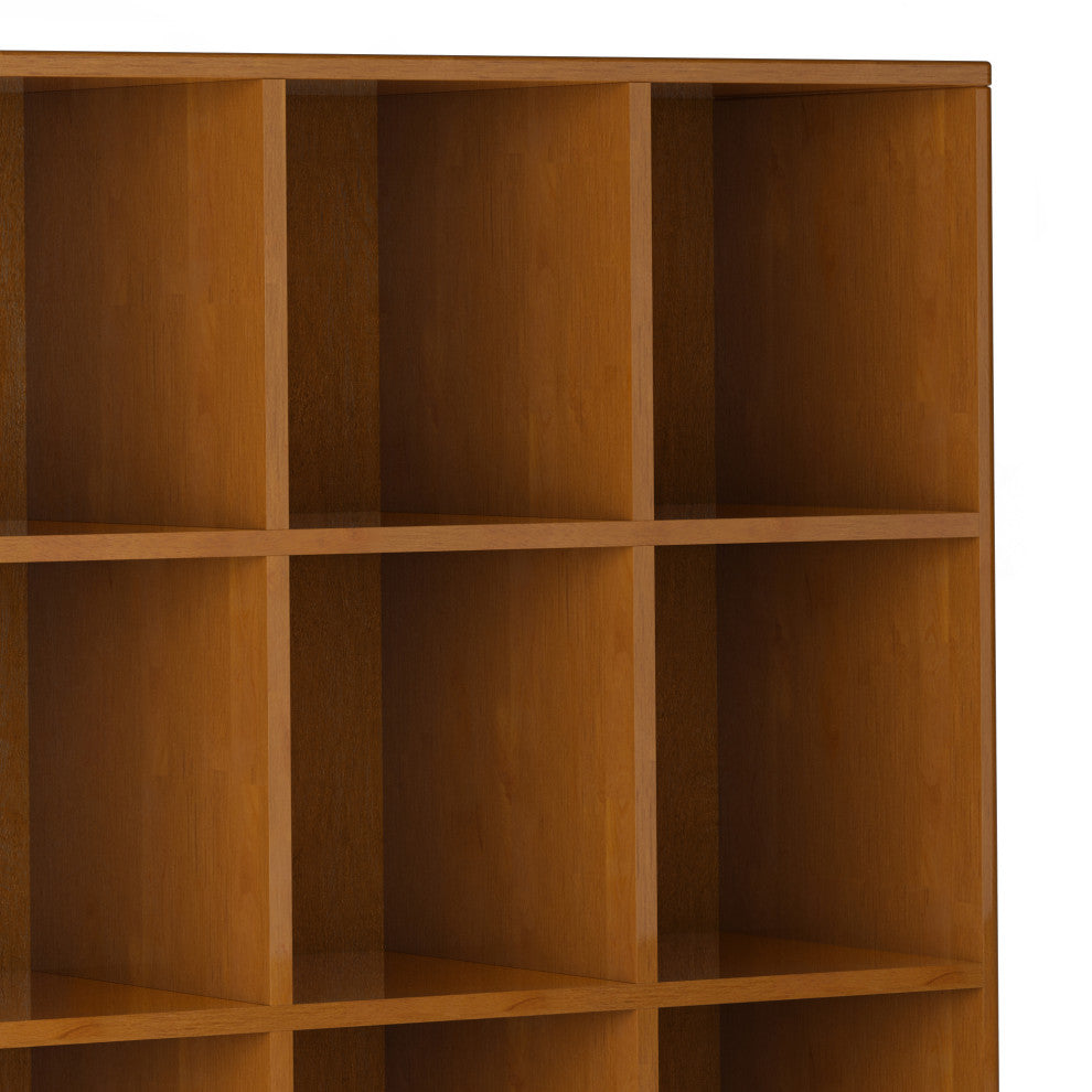 Harper Solid Hardwood Cube Storage With Drawers, Teak Brown, 42"