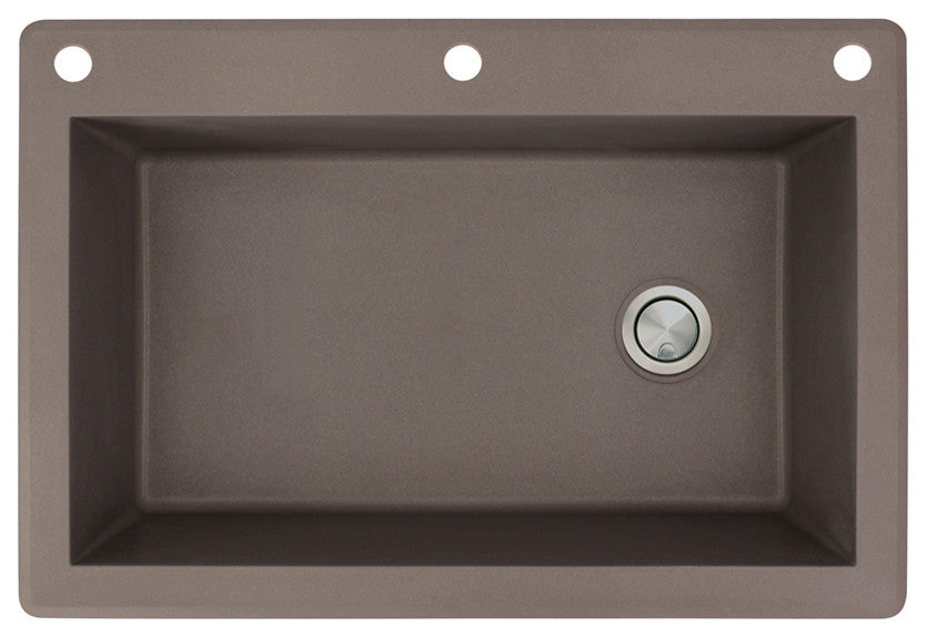 Radius 33" silQ Granite Single Bowl Kitchen Sink with 3 Holes in Espresso