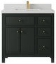 Sonoma 36 Center Sink Reeded Bath Vanity in Dark Forest Green 2" Carrara Quartz