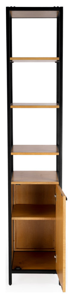 Hans Narrow Wood and Iron 84" Etagere Bookcase