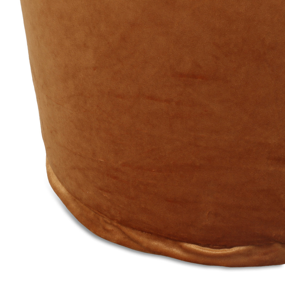 Bleckley Gwinnett Modern Velveteen Cylinder Pouf, Apricot
