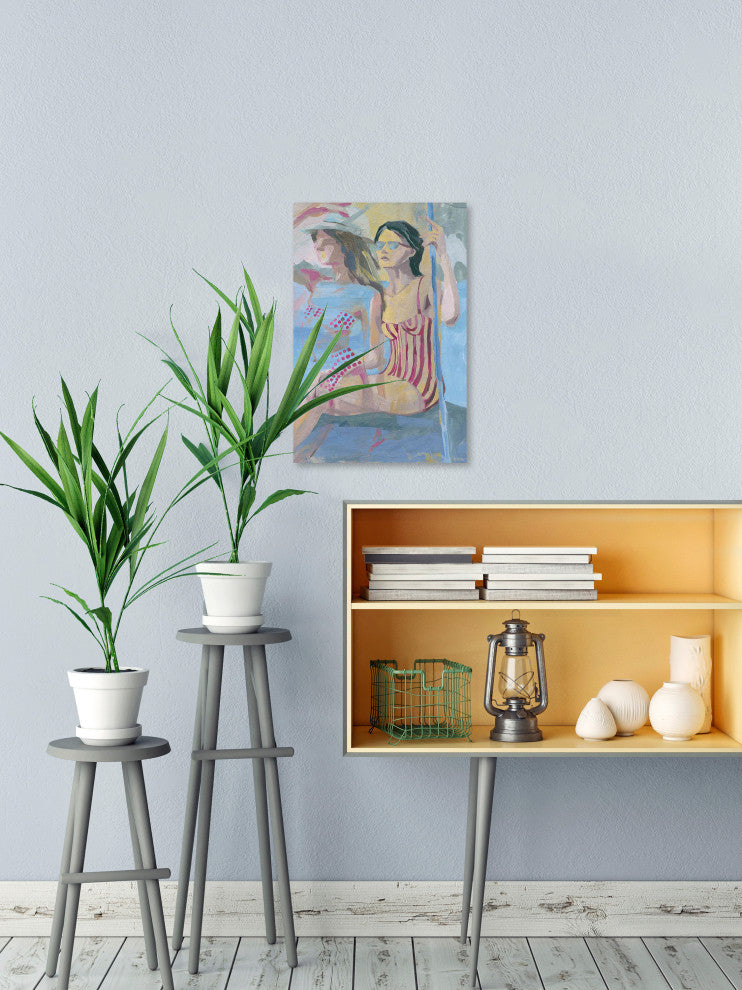 "Dots and Stripes" Painting Print on Wrapped Canvas, 40"x60"