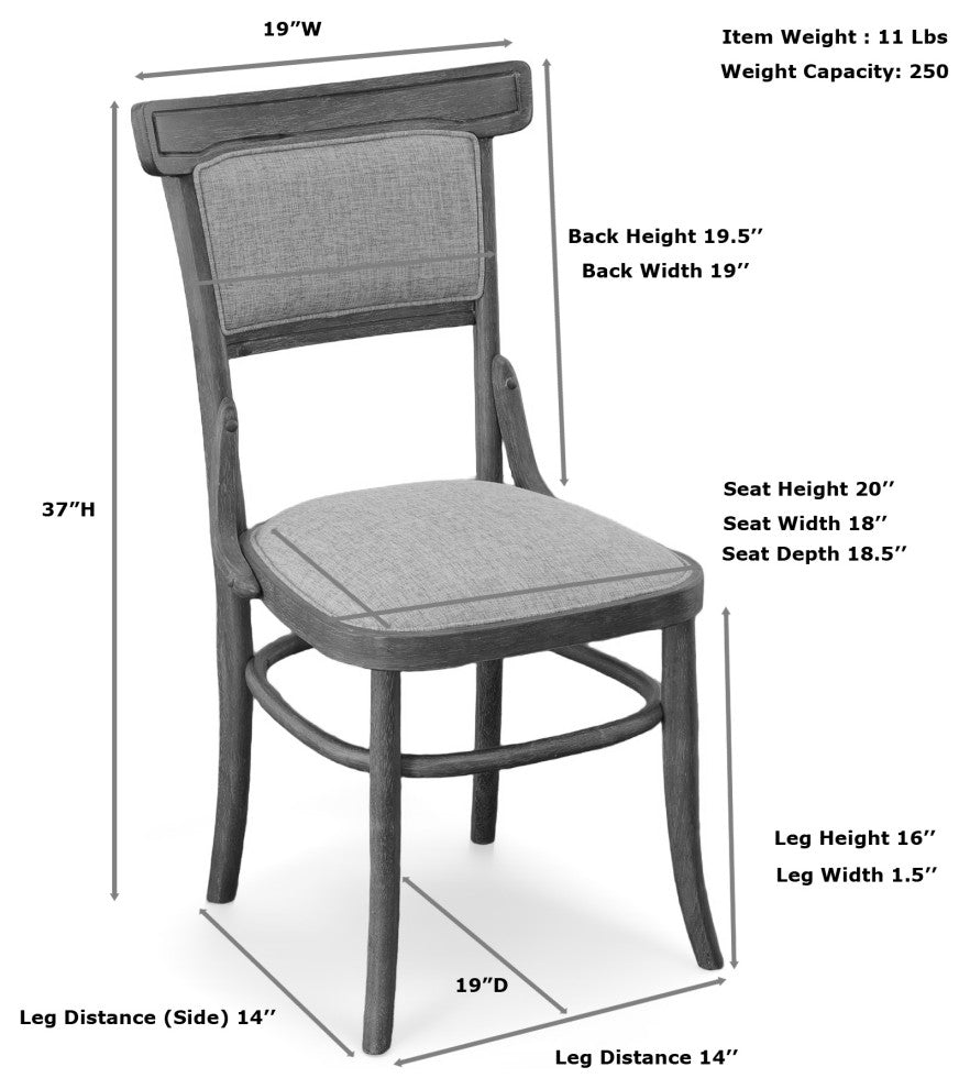 Diana Linen Upholstered Seat Dining Chair, Vintage Honey, Set of 2