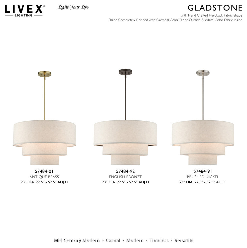 Livex Lighting Gladstone 4-Light Antique Brass Pendant Chandelier