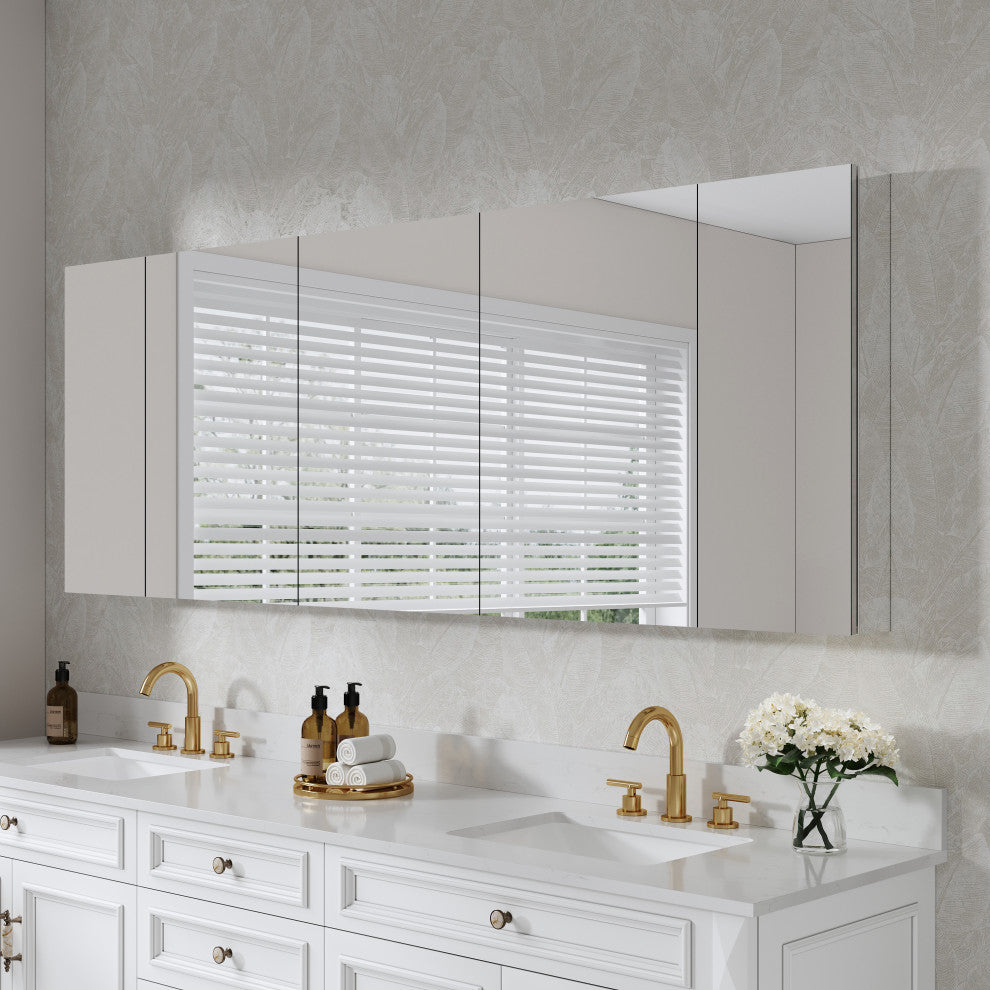 Recessed/Surface Mount Bathroom Medicine Cabinet, Reverse Installation, 84"x30"