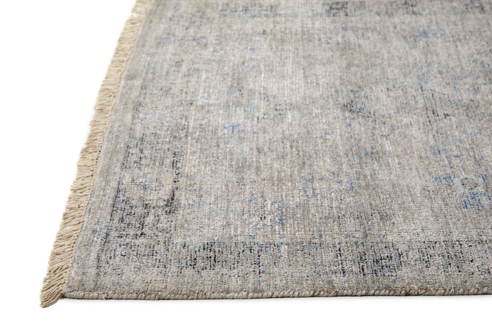 Weave & Wander Ramey Space Dyed Wool Rug, Gray/Blue, 10'x14'