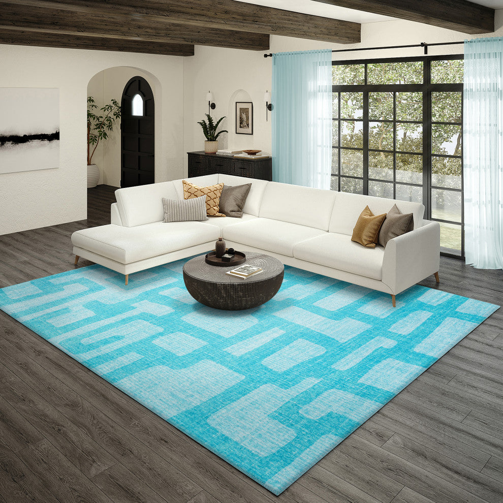 Indoor/Outdoor Sedona SN4 Robins Egg Machine Washable 10' x 14' Rug