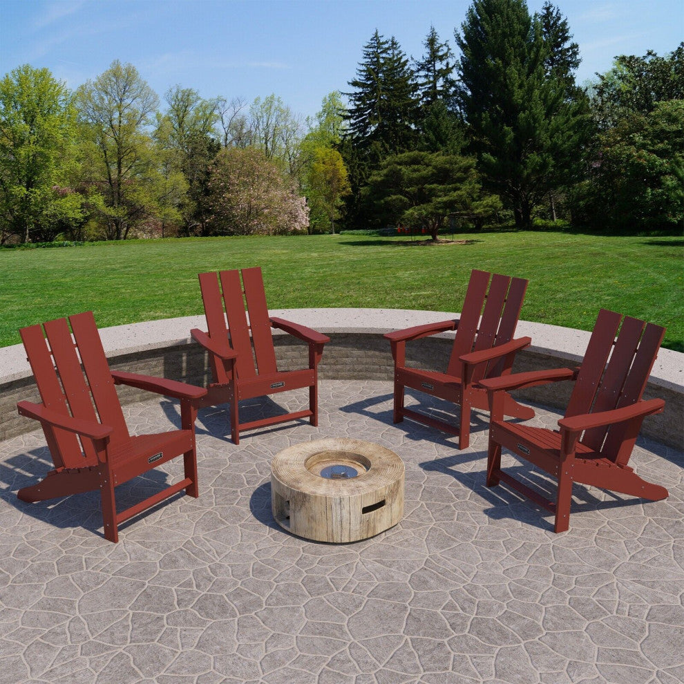 CASAINC Adirondack Chair PS Board 3 Back Panel Outdoor Widened Armrests Red