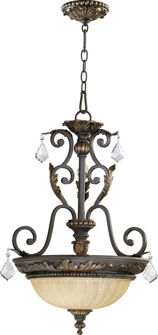 Quorum Rio Salado 3-Light Pendant, Toasted Sienna With Mystic Silver