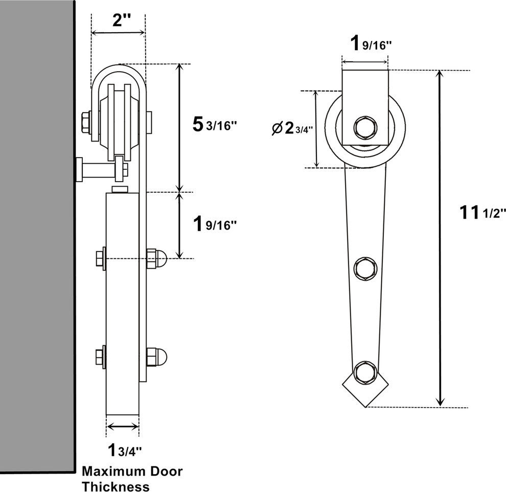 Single Sliding Barn Door Hardware Kit, Arrow Design