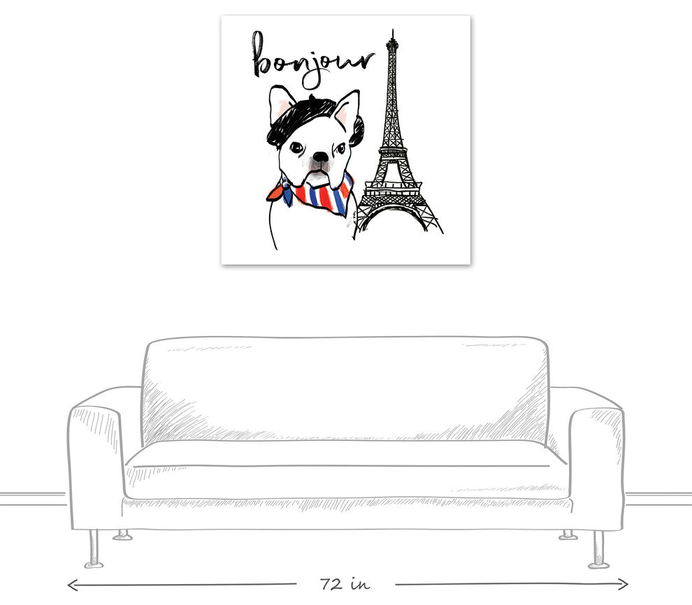 Designs Direct Bonjour Frenchie Dog 36x36 Canvas Wall Art