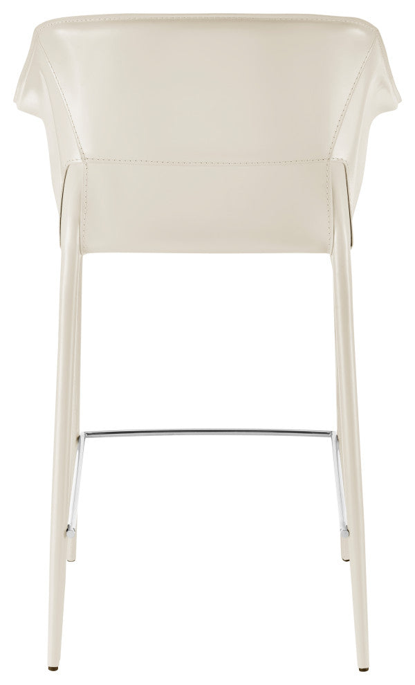 Callie Recycled Leather Counter Stool, Vanilla
