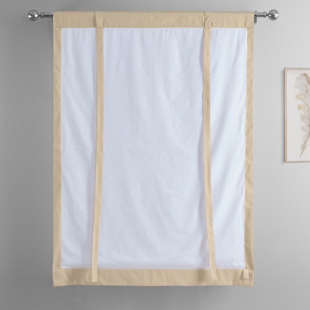 Solid Cotton Tie-Up Window Shade Panel, English Cream, 46x63