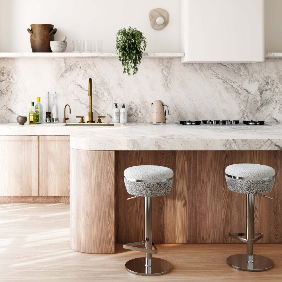 Astro White and Grea Boucle Adjustable Stool