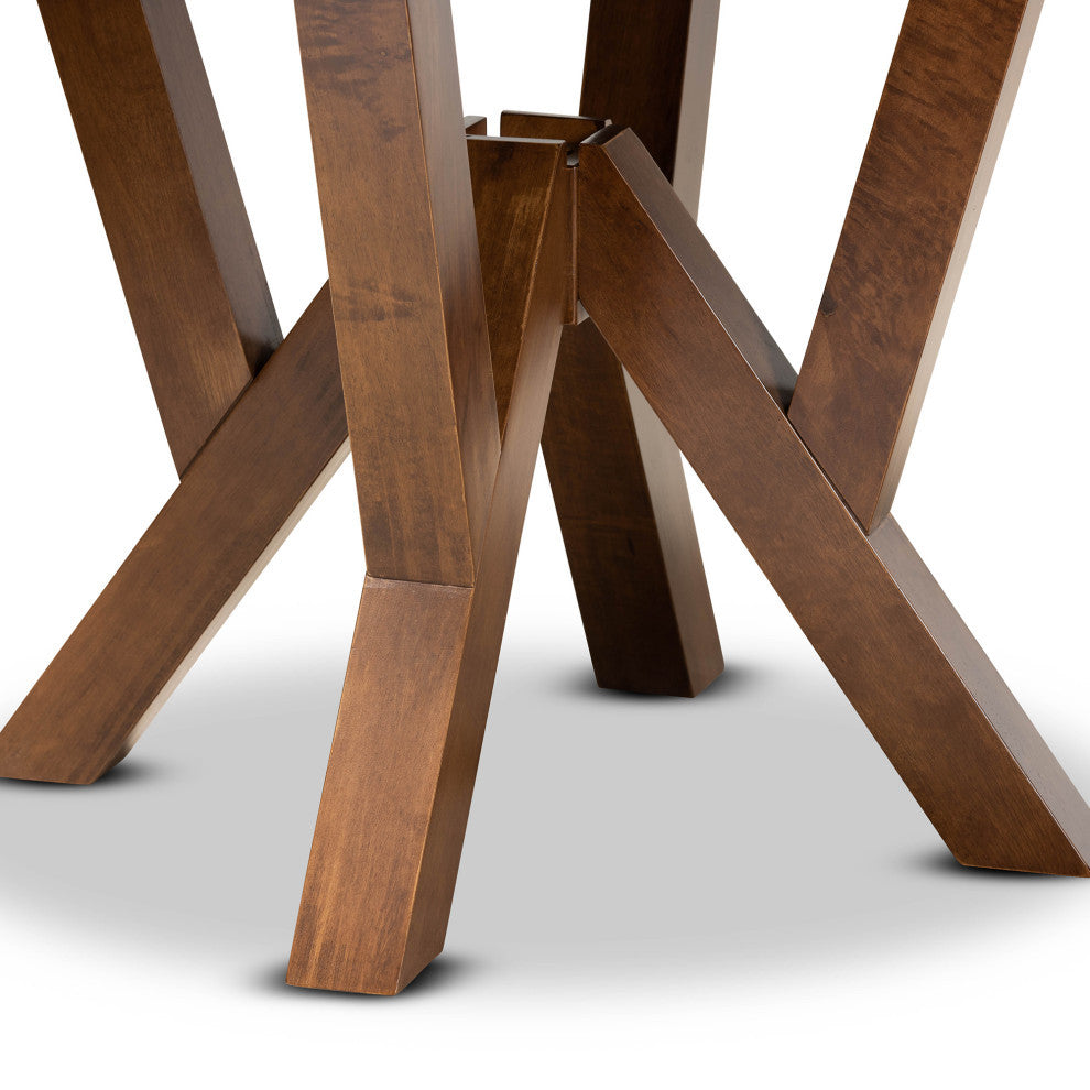 Alisa Walnut Brown 35" Wide Round Wood Dining Table