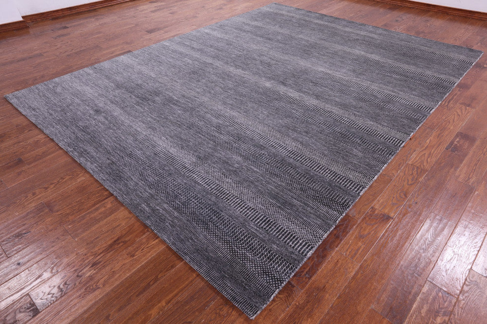 9' 0" X 11' 11" Savannah Grass Hand-Knotted Wool and Silk Rug Q11967