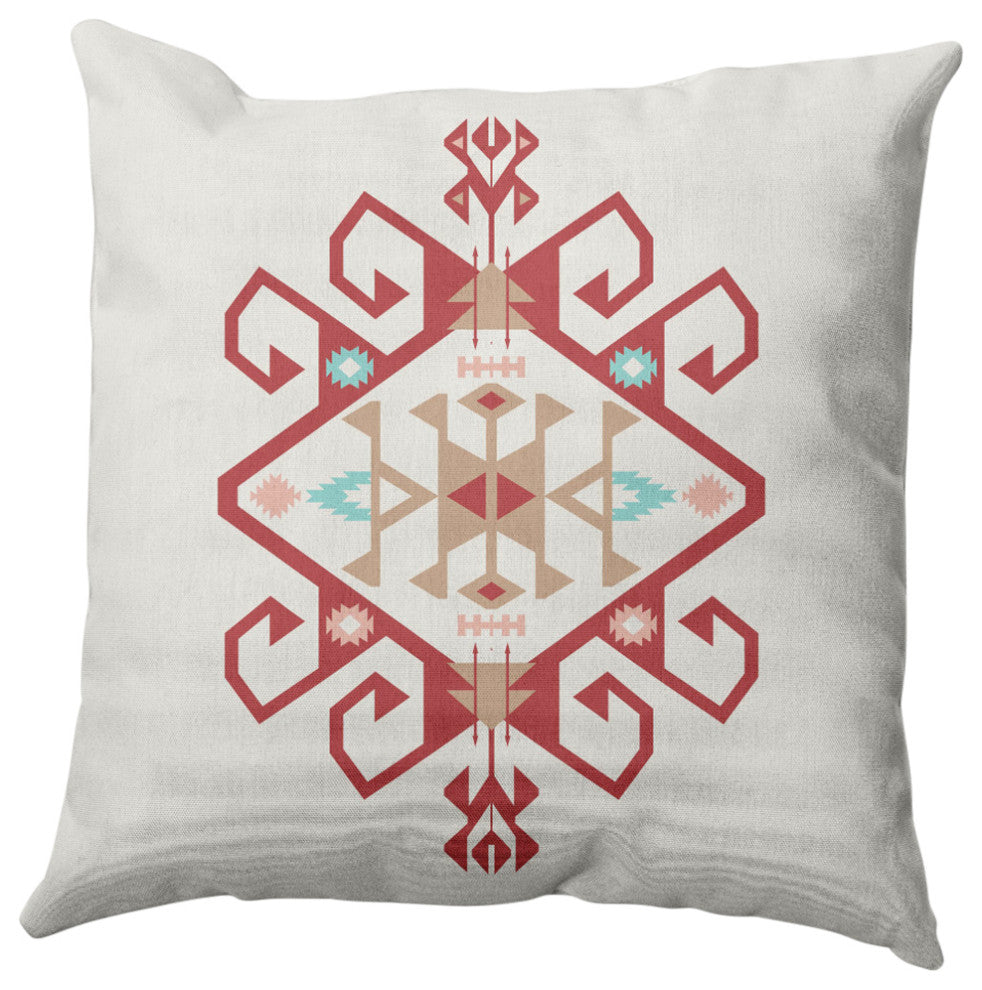 Southwest Medallion Decorative Throw Pillow, Ligonberry Red, 16"x16"