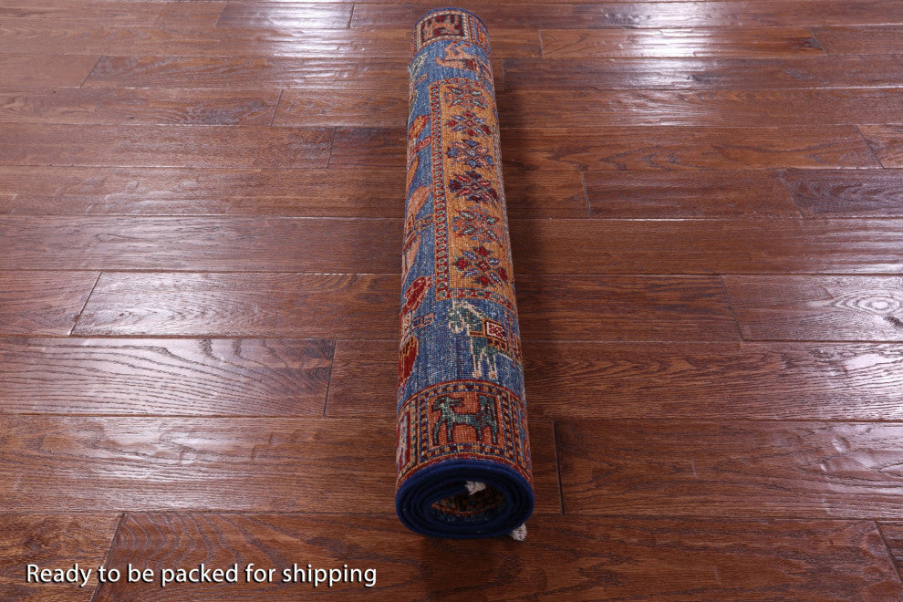 3' 3" X 5' 0" Handmade Antiqued Pazyryk Historical Design Rug Q10699