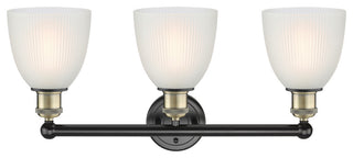 Castile 3-Light 24" Bath Vanity Light, Black Antique Brass Finish, White Shade