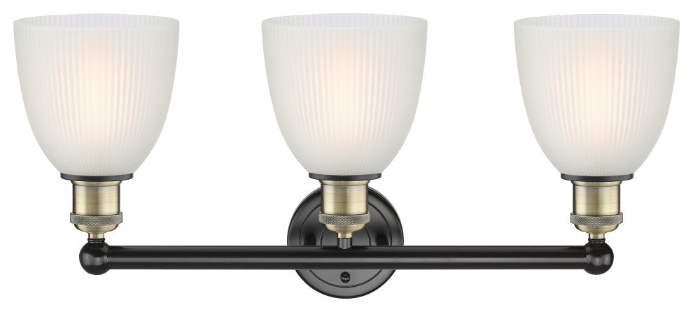 Castile 3-Light 24" Bath Vanity Light, Black Antique Brass Finish, White Shade