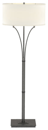 Contemporary Formae Floor Lamp, Natural Iron, Flax Shade