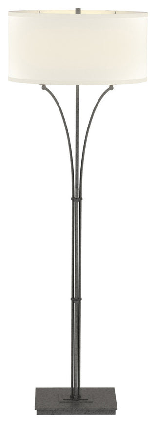 Contemporary Formae Floor Lamp, Natural Iron, Flax Shade