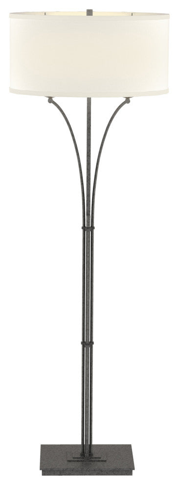 Contemporary Formae Floor Lamp, Natural Iron, Flax Shade