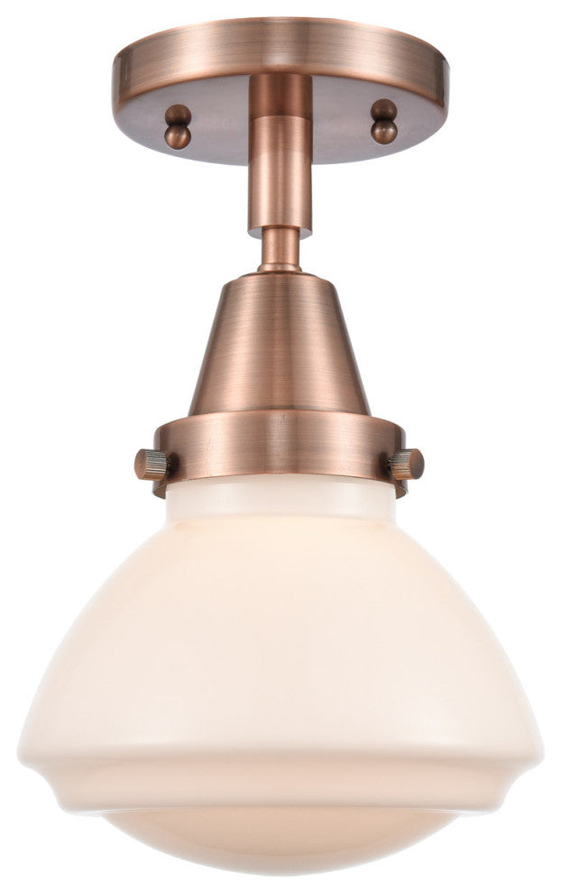 Innovations 447-1C-AC-G321-LED Olean 1 Light Flush Mount, Antique Copper