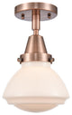 Innovations 447-1C-AC-G321-LED Olean 1 Light Flush Mount, Antique Copper