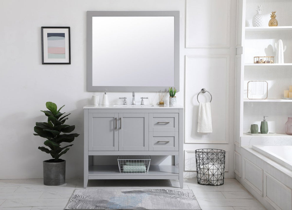Anderson Rectangle Vanity Mirror, 42", Gray