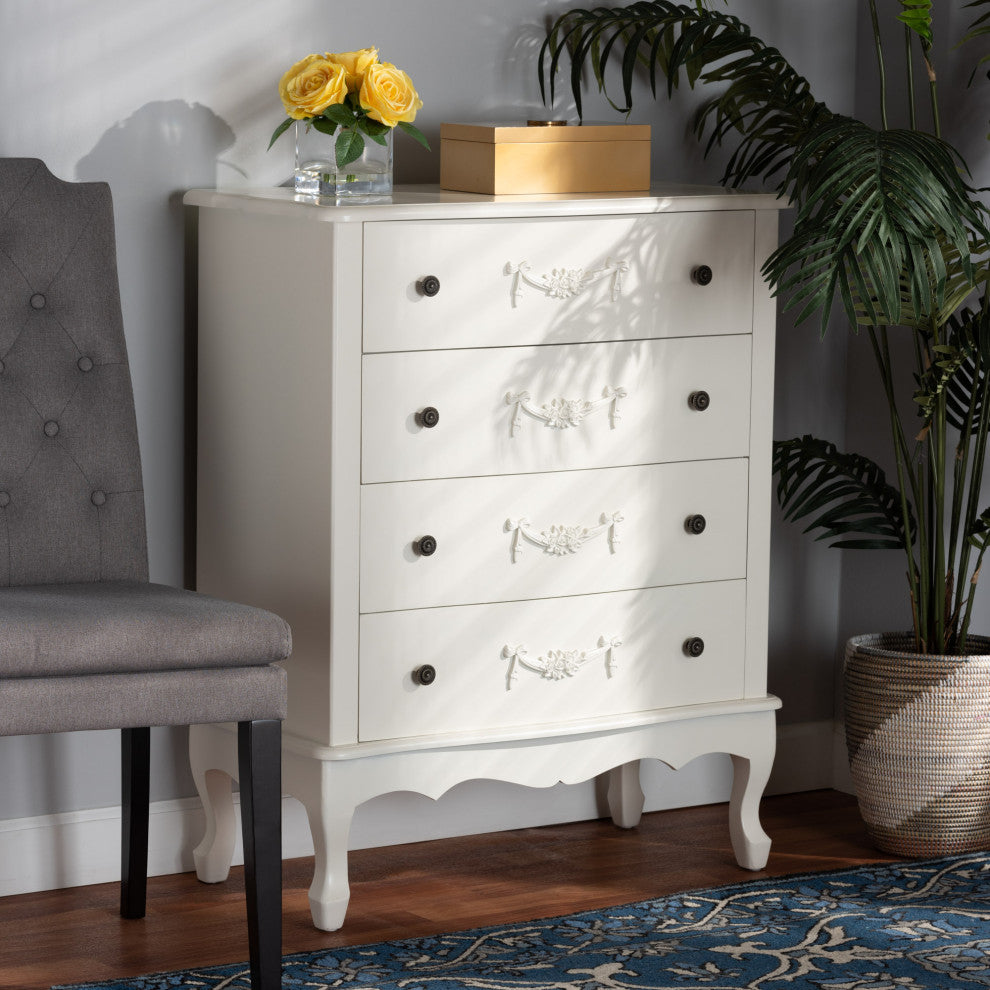 Callen Classic and Traditional White Finished Wood 4-Drawer Storage Cabinet