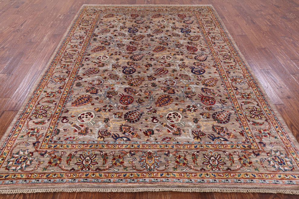 6' 10" X 9' 6" Persian Pomegranate Handmade Rug Q7559