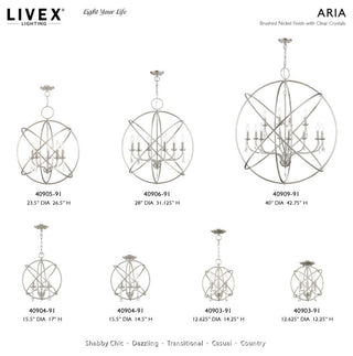 Aria 6 Light Brushed Nickel Globe Pendant Chandelier