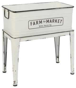 23-Inch High Metal Planter with Stand, White