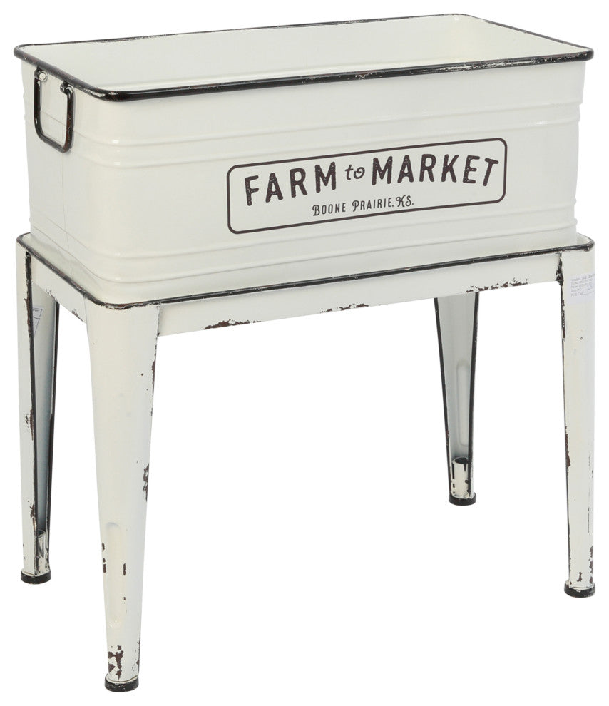 23-Inch High Metal Planter with Stand, White