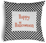 Happy Halloween Checks Accent Pillow With Removable Insert, Black, 16"x16"