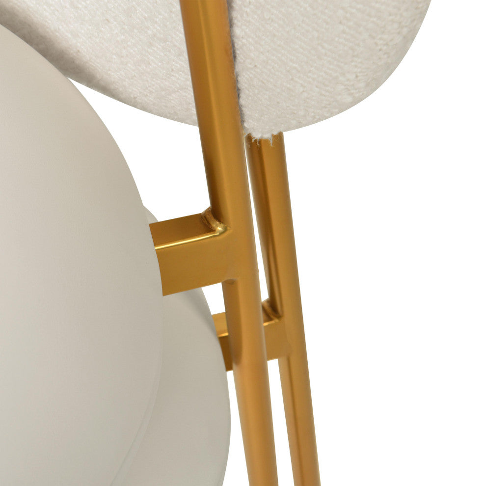 McKenzie Cream Boucle & Vegan Leather Stackable Dining Chair - Set of 2 - Cream