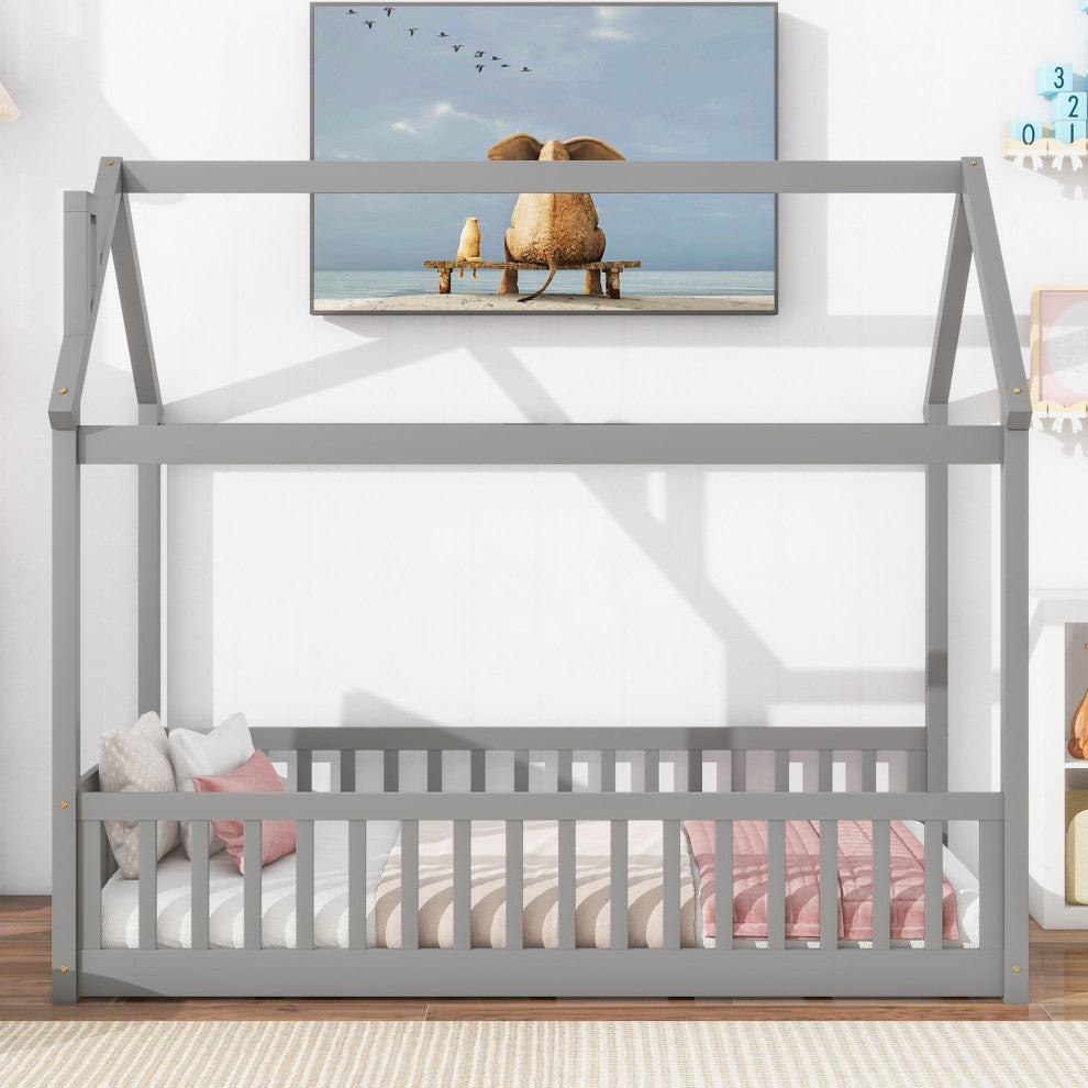 Gewnee Twin House Bed with Guardrails