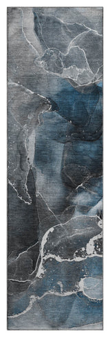 Premium Machine Washable Mayfield AMF503 Blue 2'3" x 7'6" Runner Rug