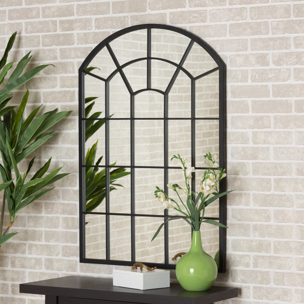 Modern and Contemporary Black Metal Accent Wall Mirror